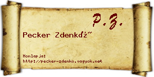 Pecker Zdenkó névjegykártya